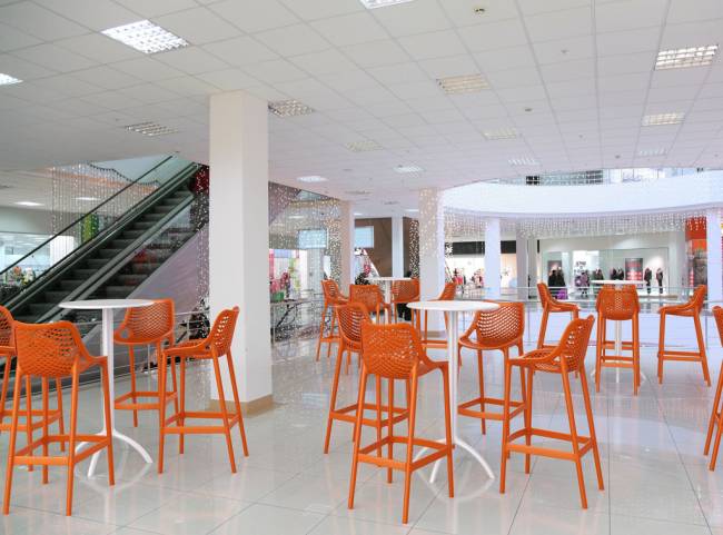 Стул пластиковый полубарный Air Bar 65 оранжевый 440х510х950 мм