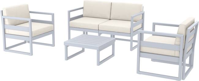 Комплект пластиковой мебели Mykonos серебристый, бежевый