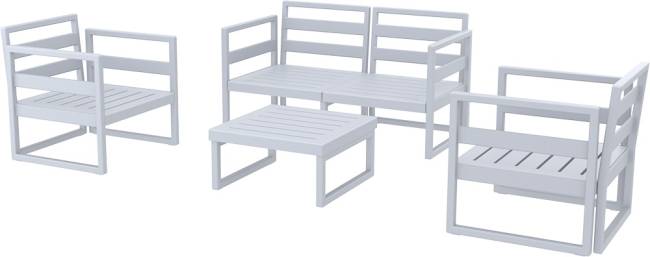 Комплект пластиковой мебели Mykonos серебристый, бежевый