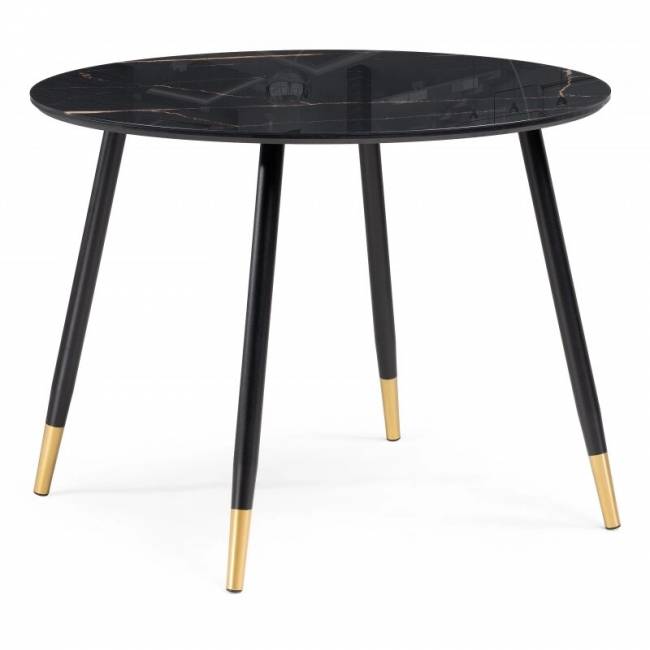 Стеклянный стол Анселм обсидиан / черный / золото