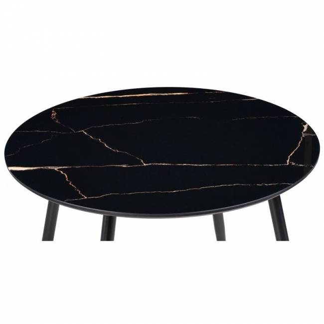 Стеклянный стол Анселм обсидиан / черный / золото