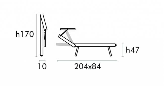 Шезлонг-лежак металлический Big серебристый 2040х840х470 мм Шезлонг-лежак металлический Big серебристый 2040х840х470 мм