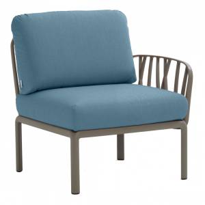 Модуль правый/левый пластиковый с подушками Komodo Elemento Terminale DS/SX тортора, синий 720х780х880 мм