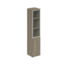 WN.712.OD.OD.AL.R / Шкаф высокий 400х400х1955 со стеклом, з.ст ЛДСП, правый / дуб темный, алюминиевая рамка, стекло прозрачное