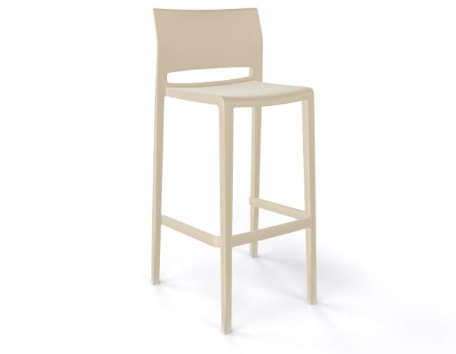 Стул пластиковый барный Bakhita 76 песочный 480х470х1030 мм Стул пластиковый барный Bakhita 76 песочный 480х470х1030 мм