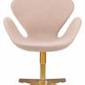 Кресло дизайнерское DOBRIN SWAN, бежевая ткань IF1, золотое основание
