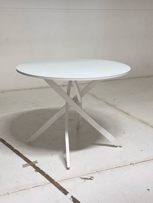 Стол ДАРИО D100 Белый, стекло/ Белый каркас М-City