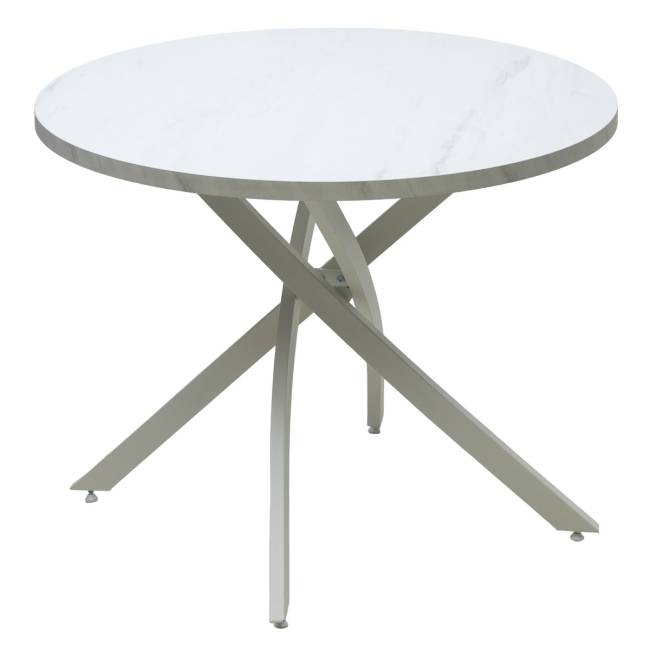 Стол ДАРИО D100 Белый, стекло/ Белый каркас М-City