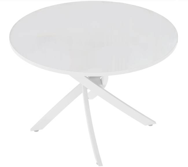 Стол ДАРИО D100 Белый, стекло/ Белый каркас М-City