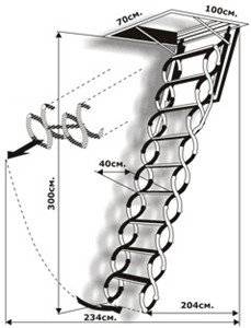 Чердачная лестница Nozycowe Lux 100х70