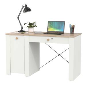 Стол письменный Джастин 12.154 цвет белый шагрень/дуб белый эксклюзив