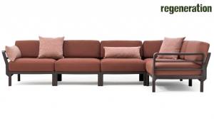 Диван пластиковый с подушками Maximo 5 терра, корица 3410х1820х790 мм