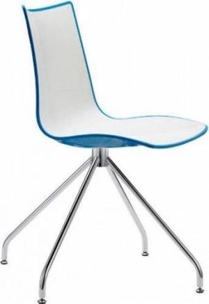 Стул пластиковый Zebra Bicolore хром, белый, голубой 460х530х830 мм