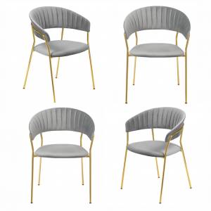 Комплект из 4-х стульев Turin серый, золотые ножки