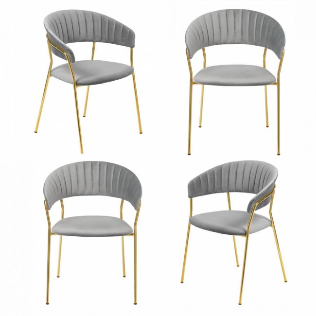 Комплект из 4-х стульев Turin серый, золотые ножки