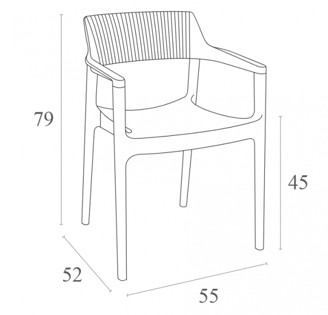 Кресло пластиковое Tulum темно-серый 550х520х790 мм