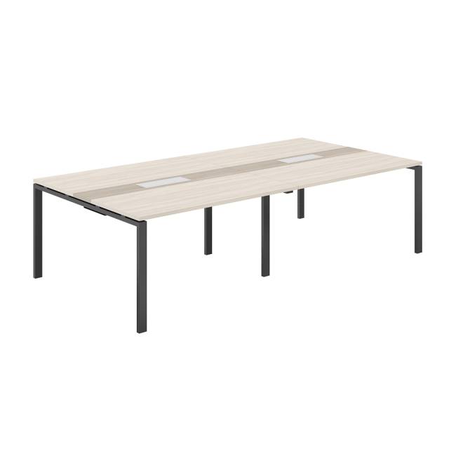 SG.285.OL.63.AN.OD / Стол переговорный комбинированный 2800х1438х750 МК60х30 / профиль: 60х30 антрацит; столешница: дуб светлый, вставка темный дуб