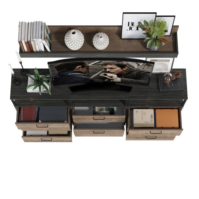 Три комода с ящиками и верхняя навесная полка Трувор цвет дуб гранж песочный/интра