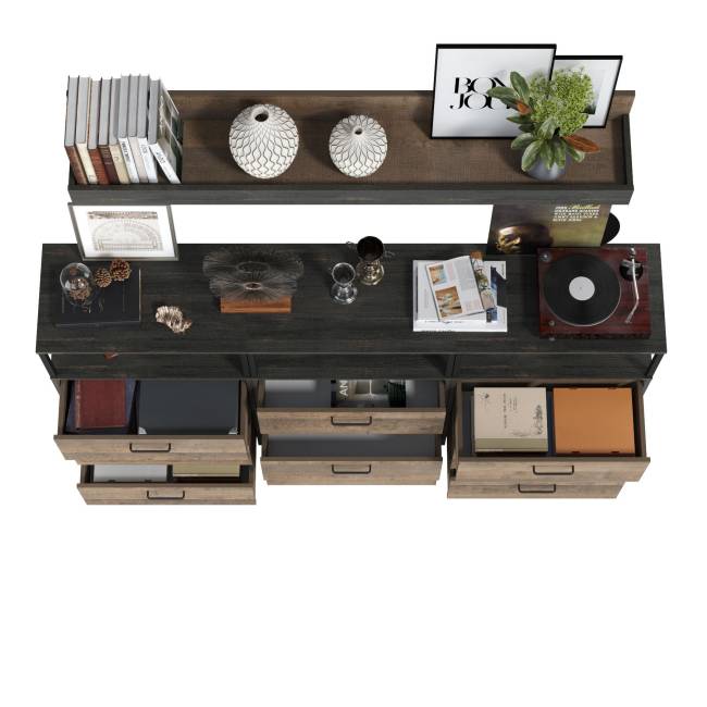 Три комода с ящиками и верхняя навесная полка Трувор цвет дуб гранж песочный/интра