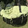 Подвесное плетеное кресло качели CARTAGENA (цвет черный) с подушками (цвет зеленый) без каркаса