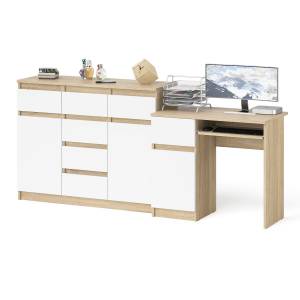 Комод-тумба Мори 1200.4 и левый компьютерный стол МС-1 цвет дуб сонома/белый
