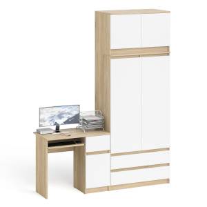 Стол компьютерный МС-1 правый со шкафом на 900 с антресолью Мори цвет дуб сонома/белый