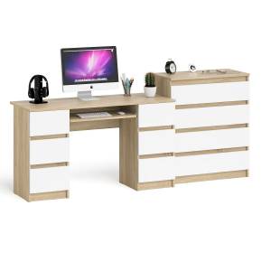 Комод 800 4-ре ящика Мори и двухтумбовый компьютерный стол МС-2 цвет дуб сонома/белый