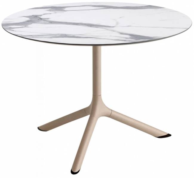 Столик ламинированный кофейный Tripe тортора, белый мрамор Каррара Ø700х510 мм