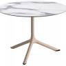 Столик ламинированный кофейный Tripe тортора, белый мрамор Каррара Ø700х510 мм