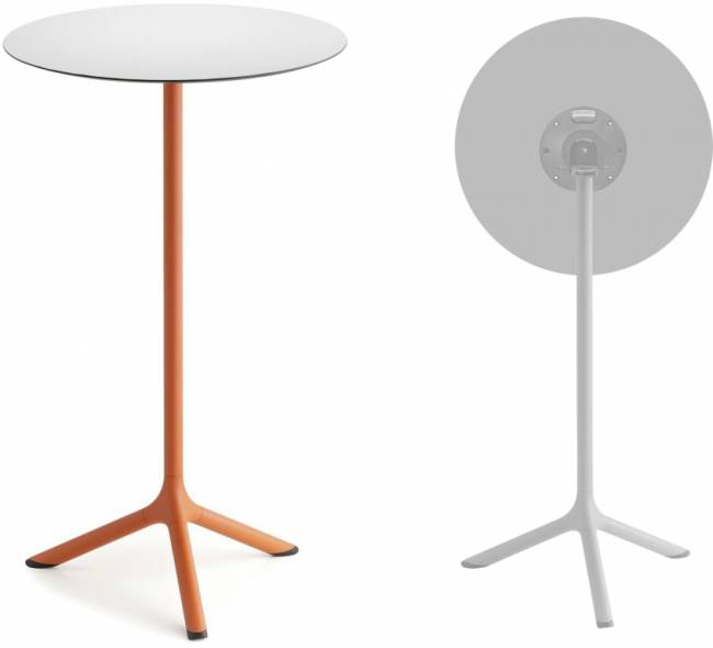 Стол ламинированный барный складной Tripe Folding терракотовый, белый Ø600х1100 мм