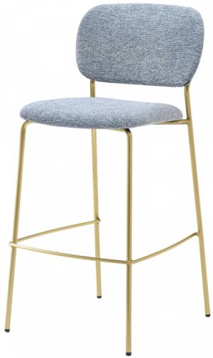 Стул барный с обивкой Jazz античная латунь, бело-голубой 475х525х1015 мм