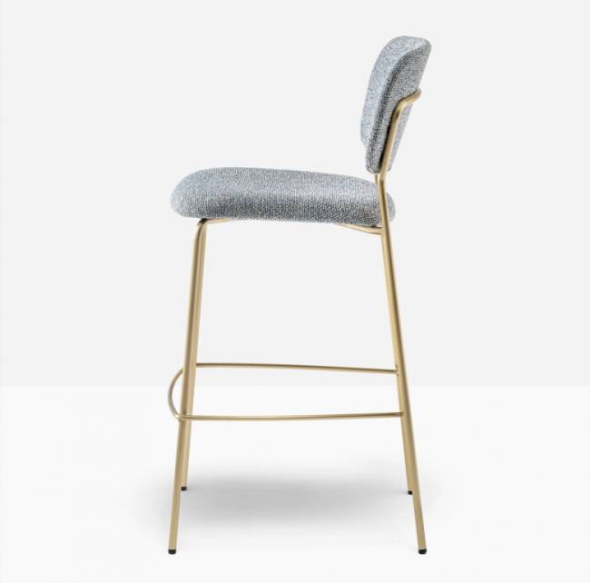 Стул барный с обивкой Jazz античная латунь, бело-голубой 475х525х1015 мм Стул барный с обивкой Jazz античная латунь, бело-голубой 475х525х1015 мм