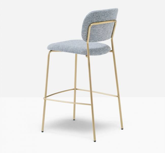 Стул барный с обивкой Jazz античная латунь, бело-голубой 475х525х1015 мм Стул барный с обивкой Jazz античная латунь, бело-голубой 475х525х1015 мм