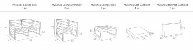 Комплект пластиковой мебели Mykonos серебристый, светло-коричневый
