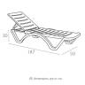 Шезлонг-лежак пластиковый Aqua белый 1870x500x300 мм