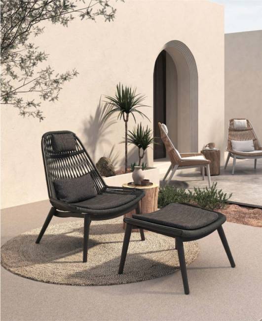 Кресло-шезлонг с пуфом Como антрацит, темно-серый