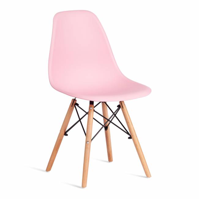 Стул CINDY (EAMES) (mod. 1801) дерево бук/металл/сиденье пластик, 45x51x82 см, Light pink (светло-розовый) (Комплект из 4 шт.) Light pink (светло-розовый) дерево бук/металл/сиденье пластик