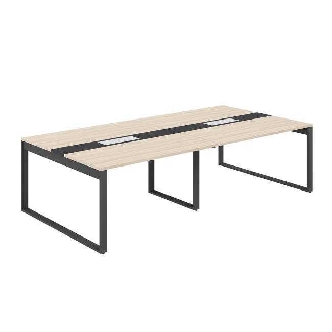 AG.2-2814.AR.72.AN.AN / Стол для переговоров 2800х1438х750 / профиль О-образный: 70х20 антрацит; лючок: серебро; столешница: ак.равелло вставка антрацит