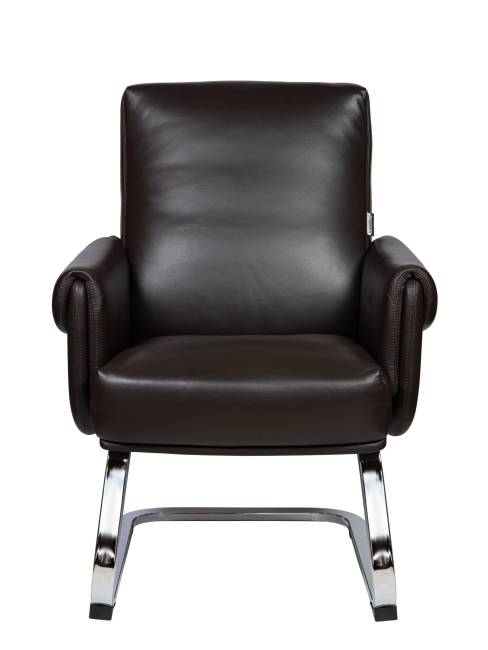Кресло офисное / Риц CF / Ritz CF / коричневая кожа /алюминиевая база