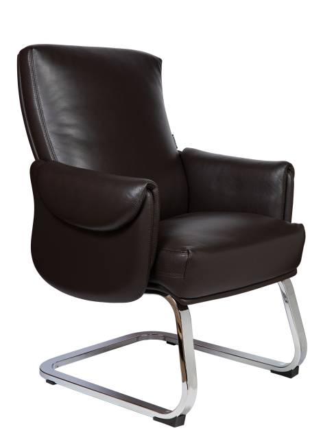 Кресло офисное / Риц CF / Ritz CF / коричневая кожа /алюминиевая база