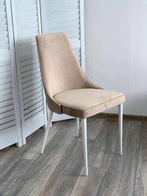 Стул NEPAL-P БЕЖЕВЫЙ #5, велюр/ белый каркас М-City