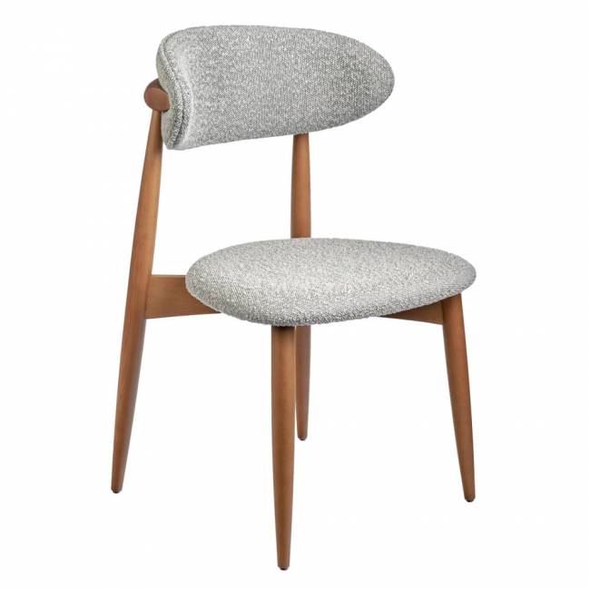 Стул Lucas светло-серый букле с ножками цвета орех Стул Lucas светло-серый букле с ножками цвета орех