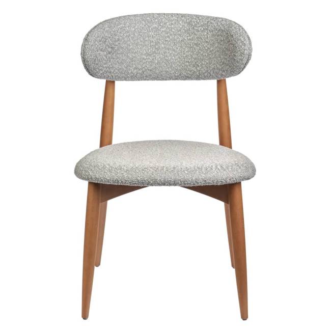 Стул Lucas светло-серый букле с ножками цвета орех Стул Lucas светло-серый букле с ножками цвета орех