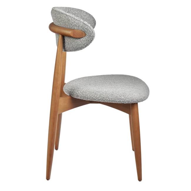 Стул Lucas светло-серый букле с ножками цвета орех Стул Lucas светло-серый букле с ножками цвета орех