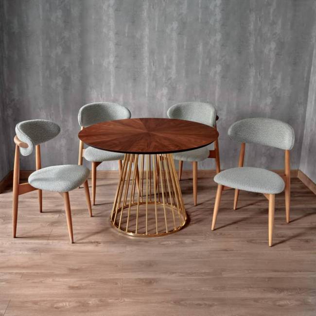 Стул Lucas светло-серый букле с ножками цвета орех Стул Lucas светло-серый букле с ножками цвета орех