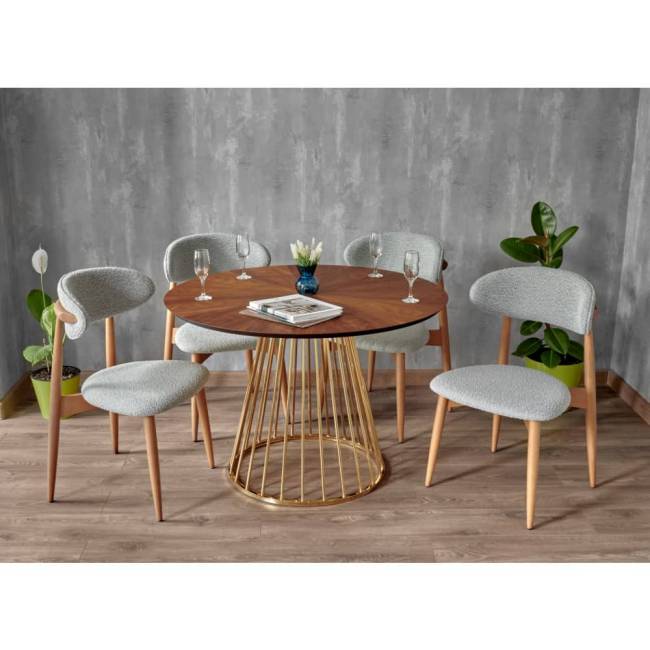 Стул Lucas светло-серый букле с ножками цвета орех Стул Lucas светло-серый букле с ножками цвета орех