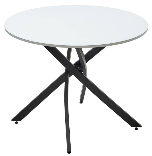 Стол ДАРИО D100 Белый, стекло/ Черный каркас М-City