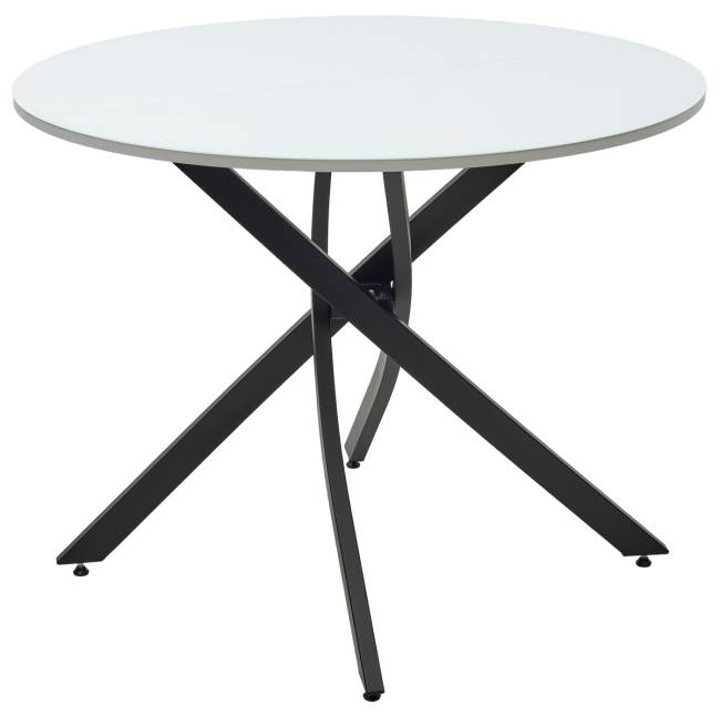 Стол ДАРИО D100 Белый, стекло/ Черный каркас М-City