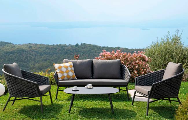 Комплект плетеной лаунж мебели Dub антрацит 3230х1610х740 мм