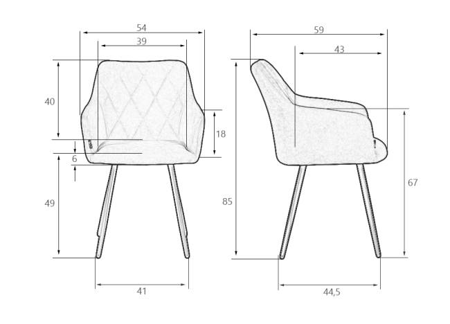 Стул обеденный DOBRIN ROBY, ЭМАЛЬ ЧЕРНЫЙ МУАР велюр Catania Cocoa